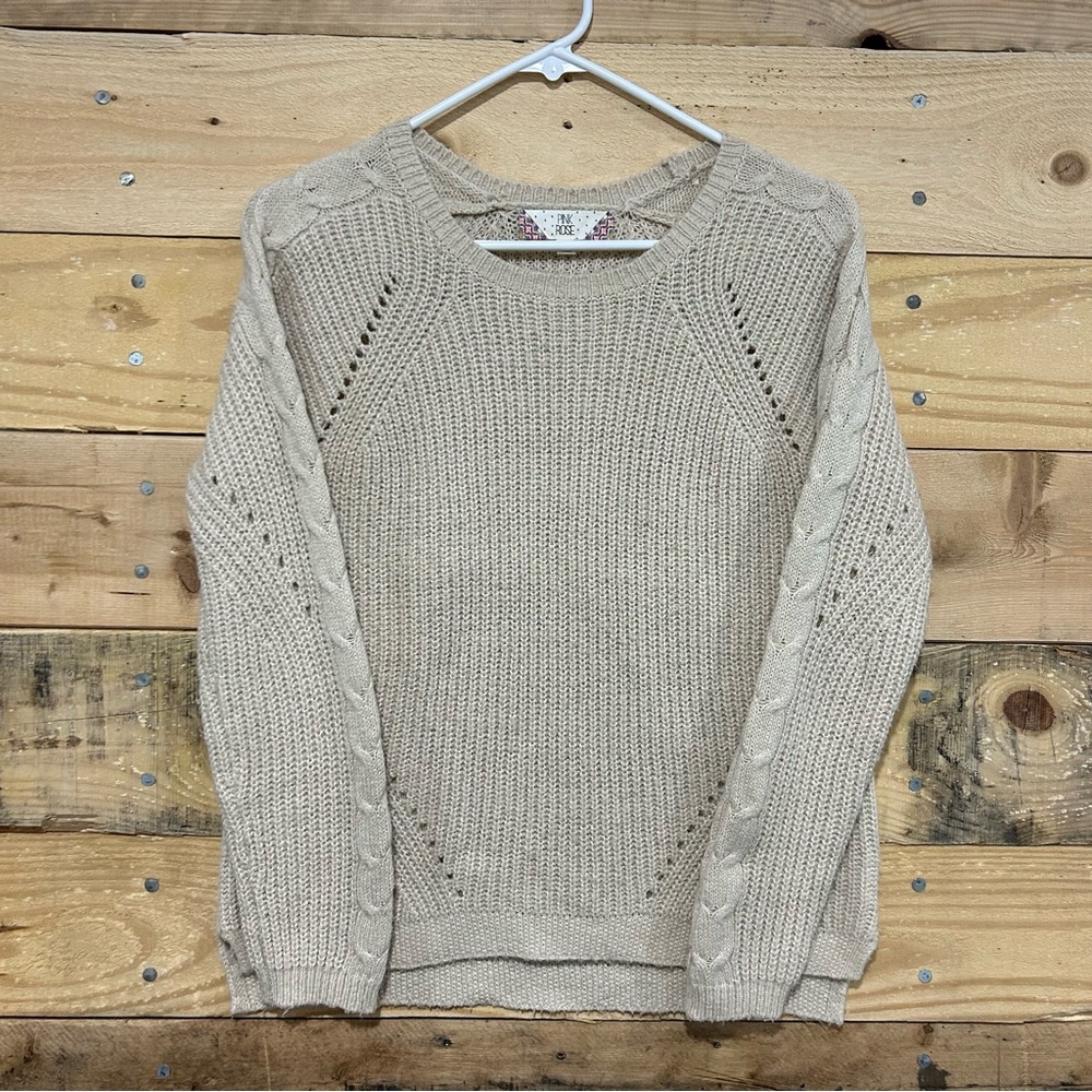 Women’s Pink Rose Beige Sweater Size S
